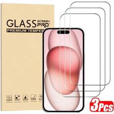 3 Packs Tempered Glass Screen Protector Apple 15 Pro