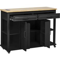 Kitchen Units SINOFURN Black MDF Base With MDF Wood Top Kitchen Island Rubber