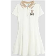 Zipper Dresses Children's Clothing River Island Girls Cream Ribbed Leopard Cherry Polo Dress