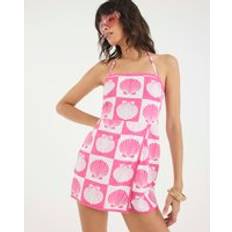 River Island Pink Shell Print Beach Playsuit