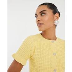 M Cardigans River Island Yellow Knit Frill Trim Short Sleeve Cardigan - Multicolore