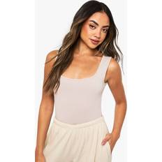 Women Shapewear & Under Garments boohoo Soft Slinky Scoop Neck Bodysuit - Beige