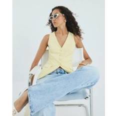 River Island Outerwear River Island Womens Yellow Fitted Longline Waistcoat