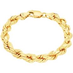 Men - Yellow Bracelets Nuragold 10k Yellow Gold Solid 8mm Diamond Cut Rope Chain Bracelet