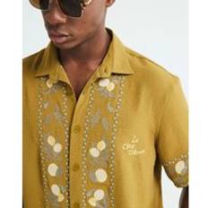 River Island M Shirts River Island Yellow Regular Fit Lemon Shirt