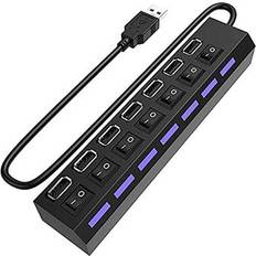 USB Hubs Lukyamzn 7 Port USB 2.0 Hub LED High-Speed