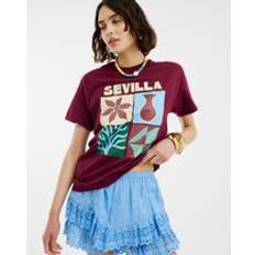 River Island XS Tops River Island Womens Red Sevilla Art Print T-Shirt - Red