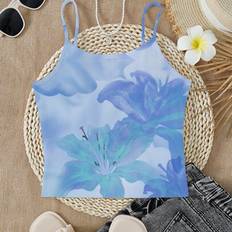 Florals Tank Tops Children's Clothing Shein Tween Girls Fitted Casual Active Fashion - Cool