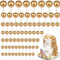 Set Cake Decorations Shein 20 Pcs Gold Ball Fans Cake Decoration