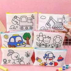 Multicoloured Pencil Case Shein 24pcs Creative Color Cartoon Hand Drawn Pen Bag