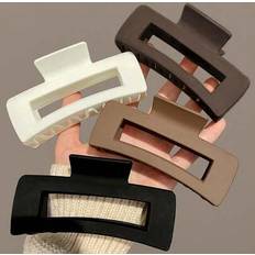 Shein 4pcs Black White Brown Square Hair Clips