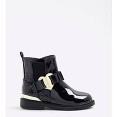 Patent Leather Boots Children's Shoes River Island Mini Girls Black Heart Bow Chelsea Boots