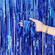 Blue Doorway Party Curtains Shein Blue Metallic Foil Tassel Curtains