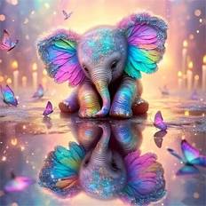 Diamond Paintings on sale Shein Reflection Elephant Diamond Painting Kit