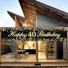Garlands Shein Black Gold 40th Birthday Banner