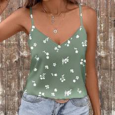 Florals Tank Tops Shein Casual Floral Printed Loose V-Neck Camisole Top