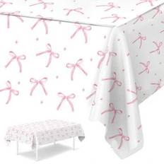 Table Cloths Shein Pink Bow PE Tablecloth 130 x 220 cm