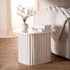 White side table living room OHS Ribbed Side Corner Cream One Size Bedside Table