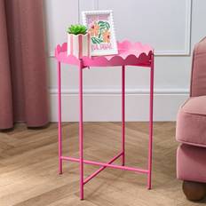 Pink Small Tables OHS Coffee for Living Room Scallop Edge Small Table