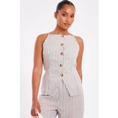 Stripes Outerwear Quiz Petite Striped Boat Neck Waistcoat