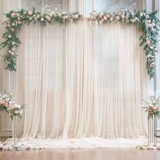 Shein Beige Ivory Tulle Backdrop Curtains