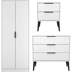 Metal - White Wardrobes Ready Assembled 2 U Tulsa 3 Piece Bedroom Funriture Pack Large Wardrobe 2pcs