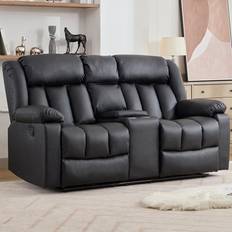 Artemis Home Sheridan Black Leather Manual Recliner Sofa 2 Seater