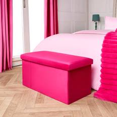 Pink Benches OHS Matte Velvet Foldable Rectangle Ottoman Hot Pink Storage Bench