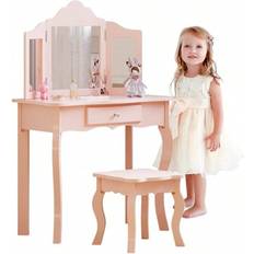 Removable Side Table Shein Girls Dressing Table With Mirror And Stool