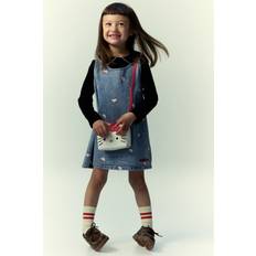 H&M Pige Kjole Denim Trykt Mønster - Lys Denim