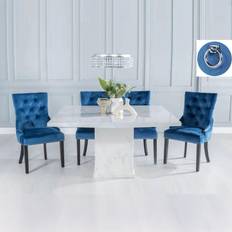 Rectangular Dining Sets on sale Giovanni 140cm Square White Marble Dining Set 4pcs