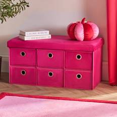 Pink Chest of Drawers OHS Matte Velvet 6-Drawer Storage Hot Pink Chest of Drawer
