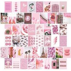 Paper Wall Decor Shein 50pcs Pink Collage Kit Aesthetic Wall Decor