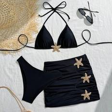 L Bikini Sets Shein Starfish Halter Bikini Set With Tie Back Sexy Ruffle Backless - Swimwear
