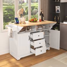 Kitchen Units Baboom White MDF Base with MDF Rolling Kitchen Island