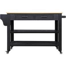 Kitchen Units Damerin Black MDF Base With MDF Wood Top Kitchen Island