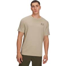 Beige - Fitness T-shirts Under Armour Funktionsskjorte Left Chest Logo Short Sleeve - Khaki