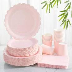 Shein Light Pink Flower Petal Disposable Plates