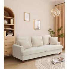 17 Stories Corduroy 3-Seater Beige 226.06cm Sofa