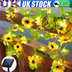Yellow String Lights Shein 2m LED Solar Powered Sunflower Fairy Lights String Light