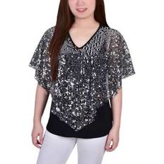 Capes & Ponchos Shein Petite Sequin-Front Poncho Top