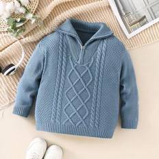 Solid Colours Cardigans Shein Young Boy College Style Loose Fit Long Sleeve Stand Cardigan Sweater
