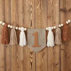 Brown Garlands & Confetti Shein Birthday High Chair Banner Tassel