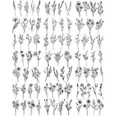Tattoo Care on sale Shein 21pcs Small Branches Black Flowers Tattoo Stickers