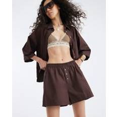 River Island Pull On Button Shorts - Brown