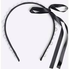 Headgear River Island Black Pearl Bow Headband
