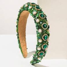Green - Women Headbands Shein Velvet Sponge Padded Headband Vintage High-End - H