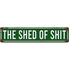 Shein Green Retro "Outhouse" Metal Wall Art Decor Wall Decor
