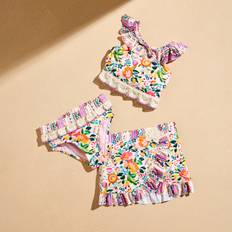 Bikinis River Island Mini Girls Cream Del Maar Bikini Skirt Set