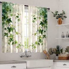 Curtains & Accessories Shein 2pcs Green Plant Vine Pattern Digital Print Curtain